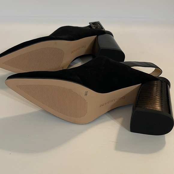 Enzo Angiolini Block Heel Shoes - Black Suede - Picture 5 of 6